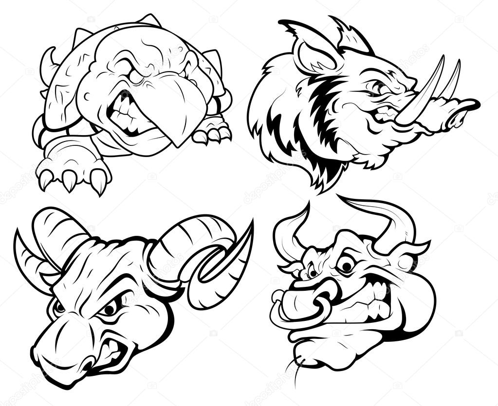 Creative Abstract Design Art of Angry Tattoo Mascots Vector Collection