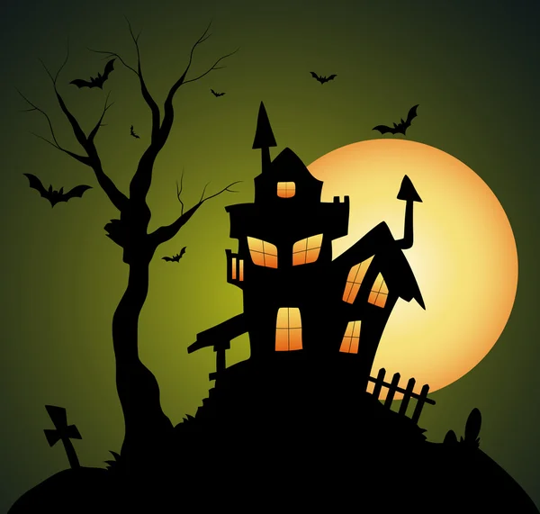 Creepy Old Halloween Horrable House — Stock Vector