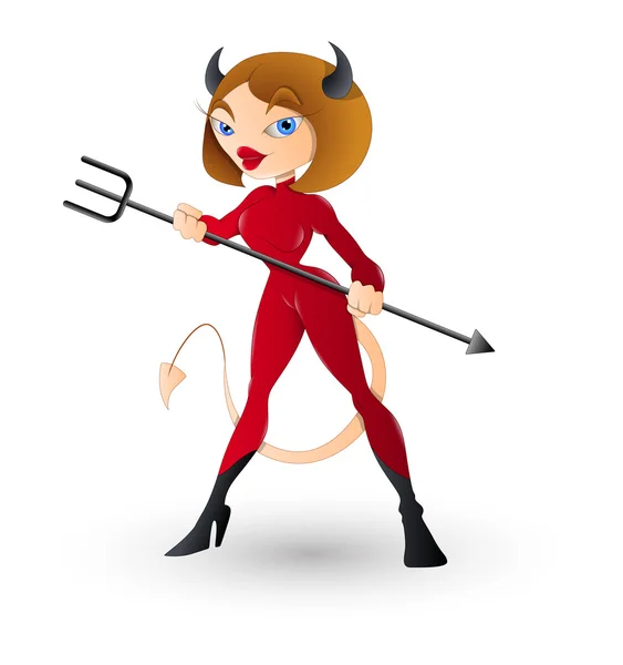 Cute Female Devil Lady Vector — Stock Vector