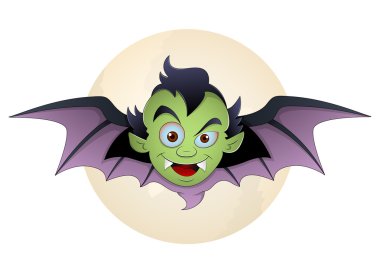vampir yüz sopa karikatür vektör çizim