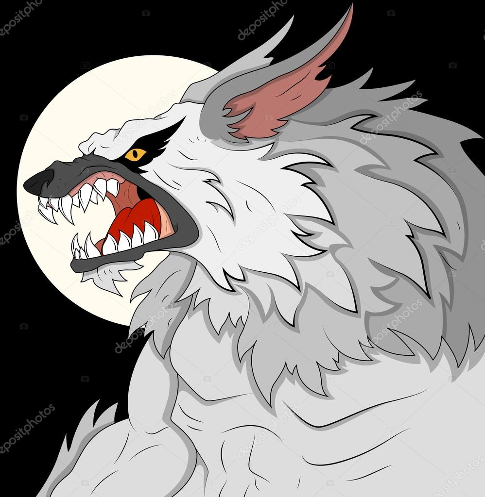 Classic Werewolf Vector Illustration with Moon
