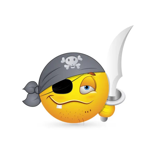 スマイリー絵文字顔のベクトル - 海賊外観 — ストックベクタ