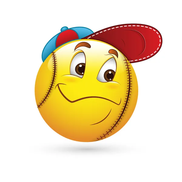 Smiley Emoticons Face Vector - Baseball — Stock Vector