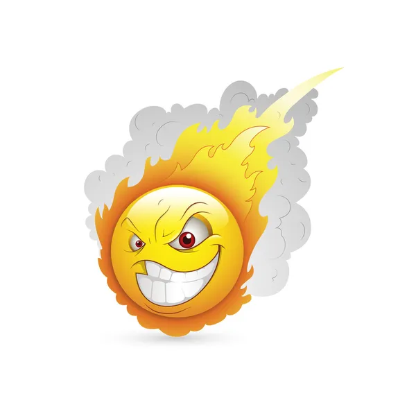 Emoticon sorridenti Vettore facciale - Espressione in fiamme — Vettoriale Stock