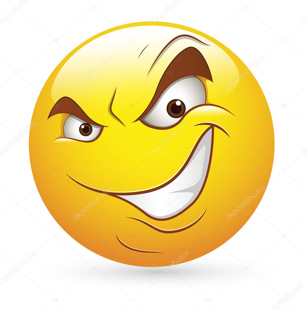 Smiley Emoticons Face Vector - Cunning evil Expression