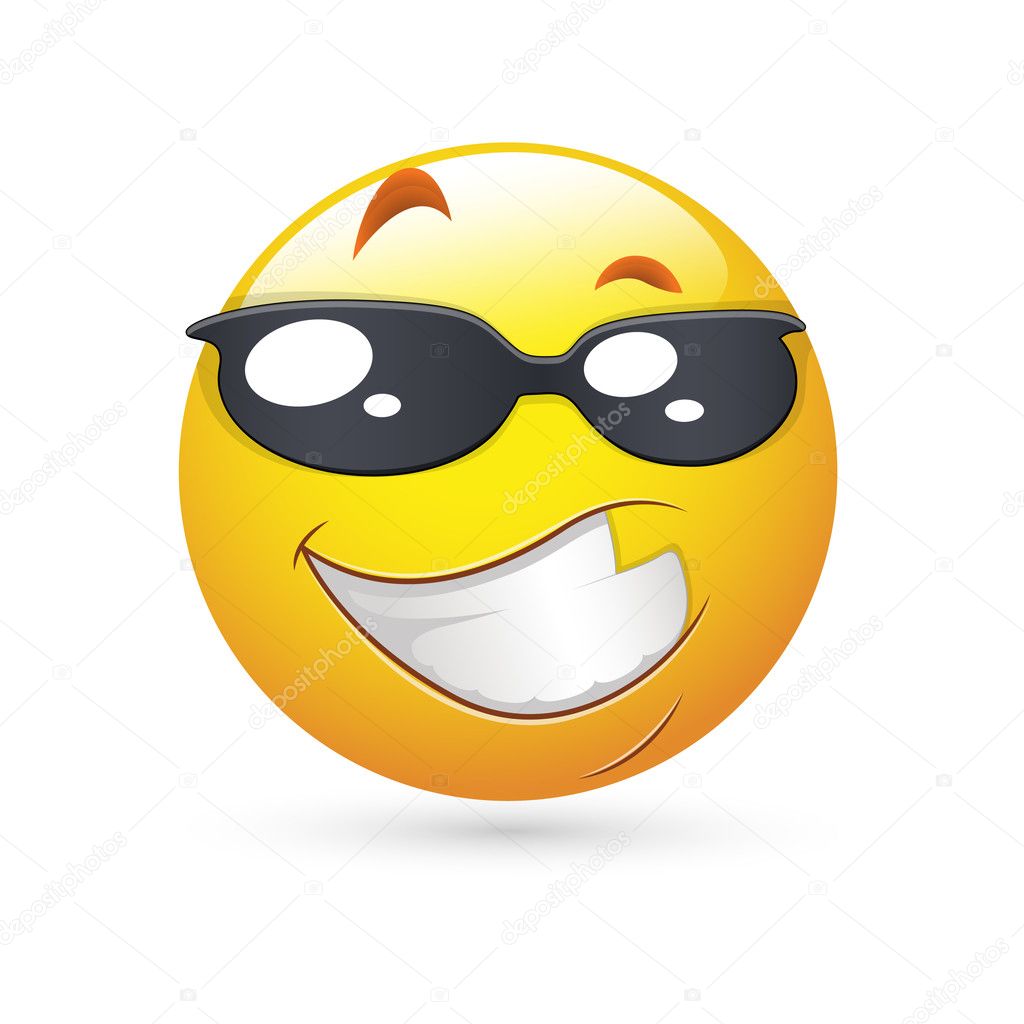 Smiley Emoticons Face Vector - Handsome Expression — Stock Vector ...