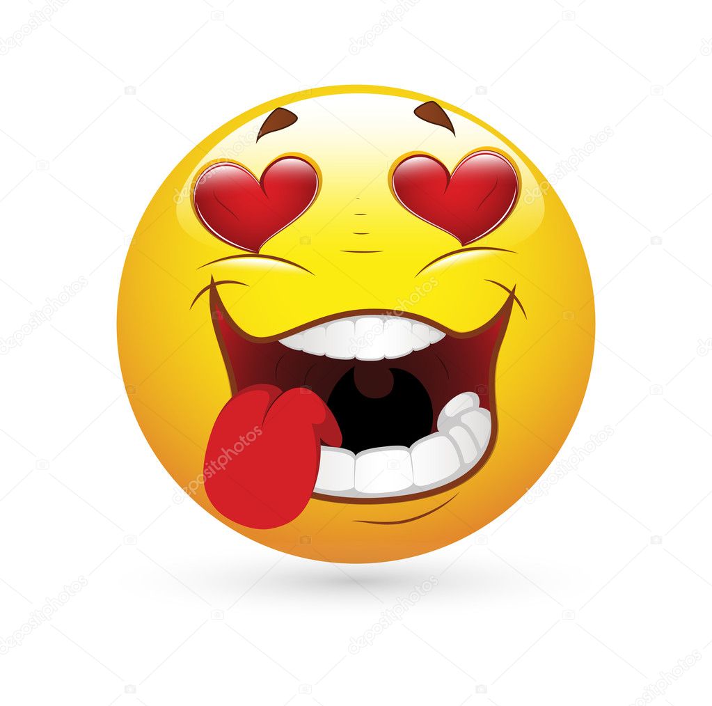 Smiley Emoticons Face Vector - Falling in Love