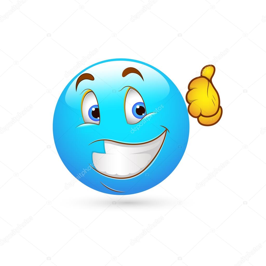 Smiley Emoticons Face Vector - Thumbs up