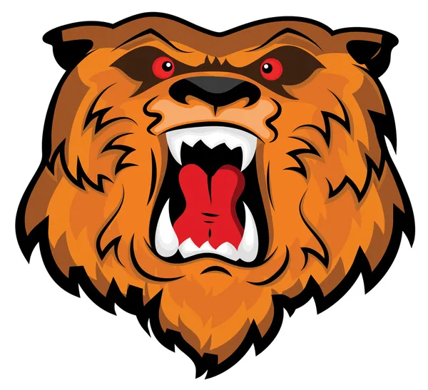 Mascote de cabeça de urso agressivo e irritado —  Vetores de Stock