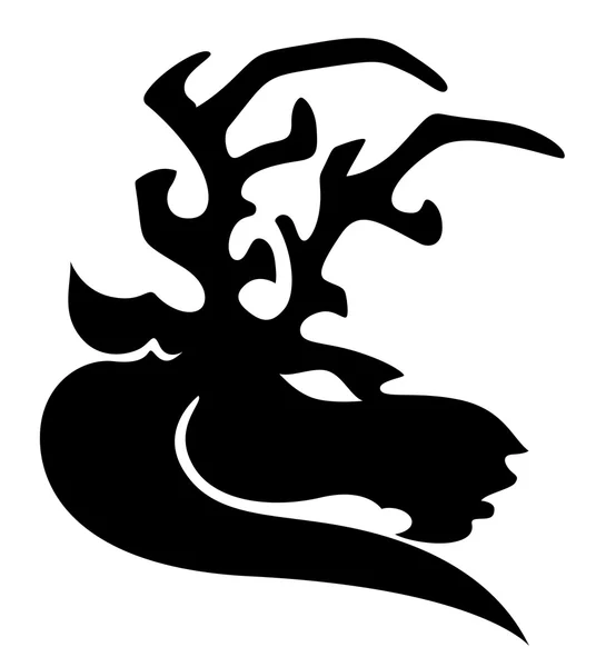 Reindeer Silhouette Tattoo — Stock Vector