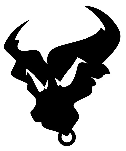 Arrabbiato Bull Silhouette mascotte Tatto Vector — Vettoriale Stock