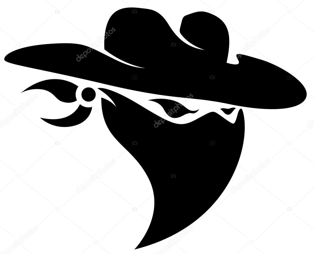 Creative Abstract Conceptual Design Art of Thief Cowboy Mascot Tattoo Vector Illustration
