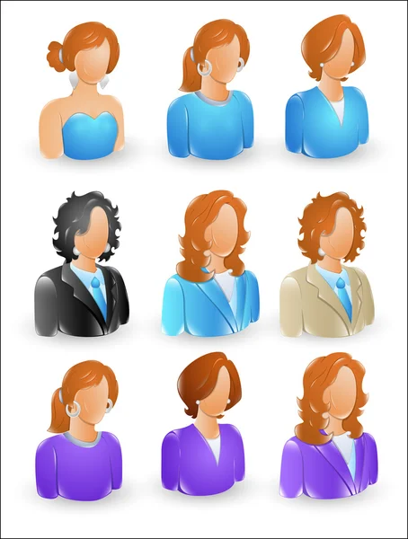 Ikony ženského profilu — Stockový vektor