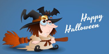 Cadı süpürgesine - halloween vektör grafiği