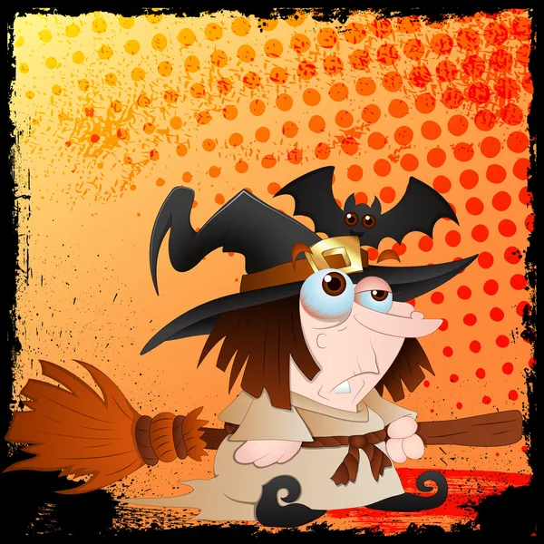 Vector de Halloween de la dama bruja tonta — Archivo Imágenes Vectoriales