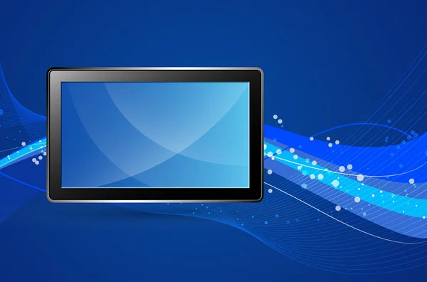 Tablet PC vectorillustratie met een golvende achtergrond — Stockvector