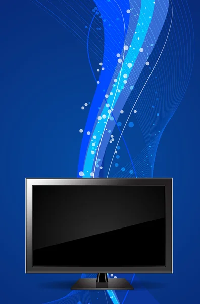 TV-Monitor-Vektorillustration mit welligem Hintergrund — Stockvektor