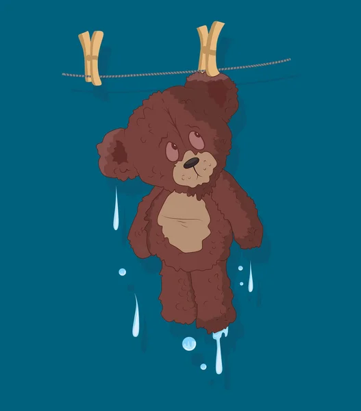 Vector de oso de peluche lindo húmedo — Archivo Imágenes Vectoriales