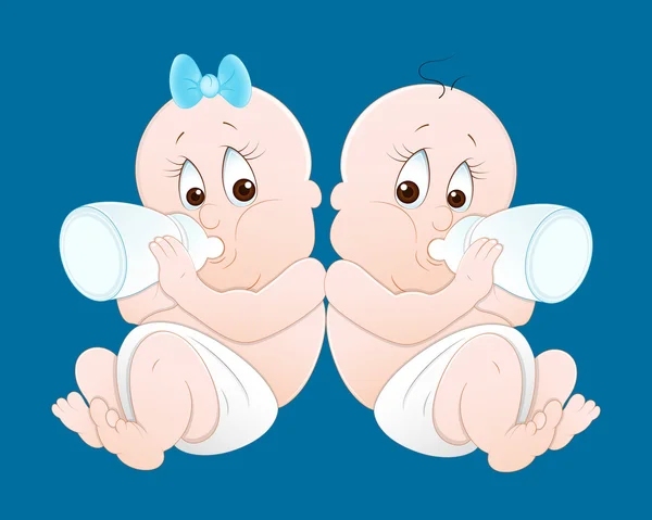 İkiz bebek vektörler — Stok Vektör
