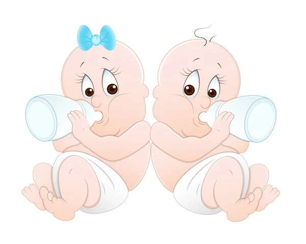 Twins Baby Vector — Stock Vector