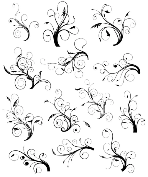 Colección Floral Remolino — Vector de stock