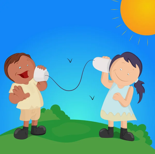 Kids Communicating Vector — Stock Vector