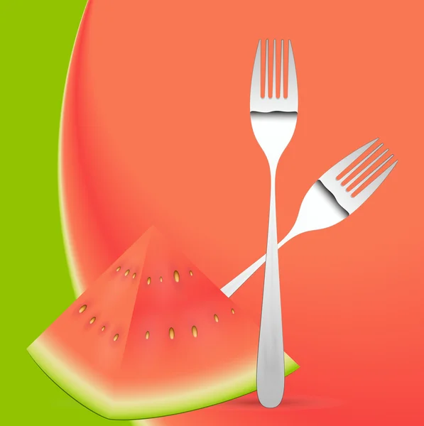 Vattenmelon med gafflar skedar vektor — Stock vektor