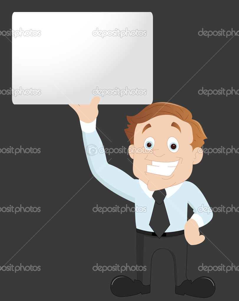 Businessman with a Blank Banner
