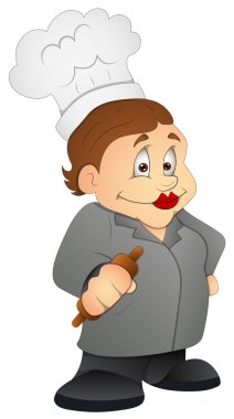 mutfak büyükanne - çizgi film karakteri - vektör çizim