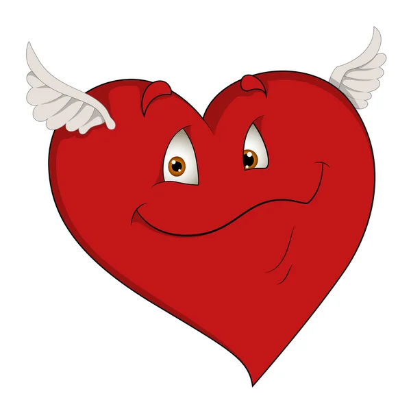Corazón volador - Personaje de dibujos animados - Ilustración vectorial — Vector de stock