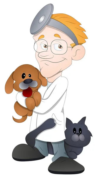 Animal Doctor - Caráter dos desenhos animados - Ilustração vetorial — Vetor de Stock