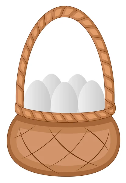 Cesta de ovos de Páscoa - Personagem dos desenhos animados - Ilustração vetorial — Vetor de Stock
