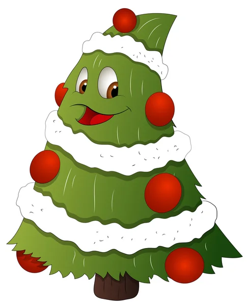 Cartoon Christmas Tree Character - Vector Illustration — Stock Vector