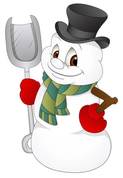 Cartoon Snowman - Illustrazione vettoriale — Vettoriale Stock