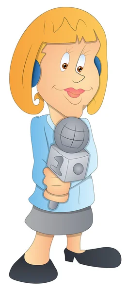 TV Reporter - Cartoon Character - Vector Illustration — Stock Vector