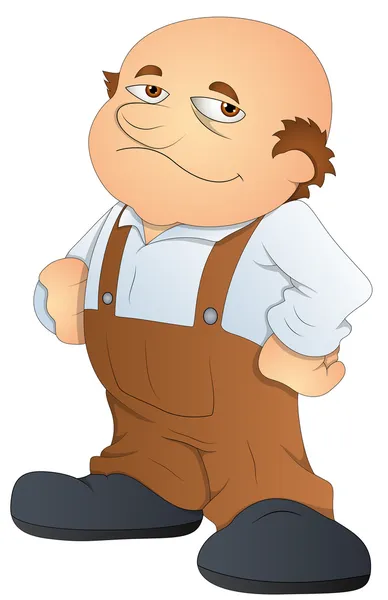 Fat Bald Man - Cartoon Character- Vector Illustration — Stock Vector