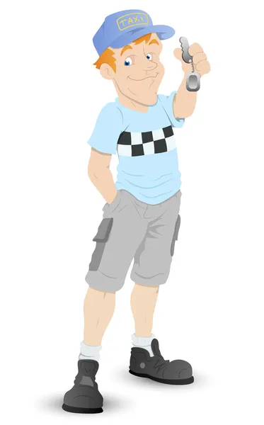 Taxi driver - beeldverhaalkarakter - vectorillustratie — Stockvector