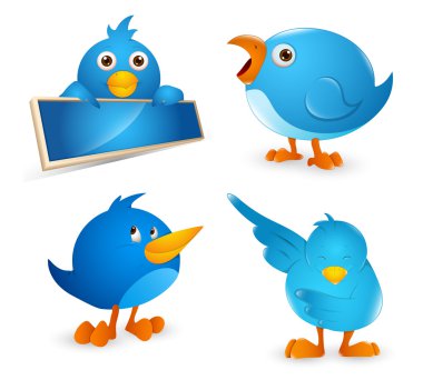 Twitter Bird Cartoon Icon Set clipart