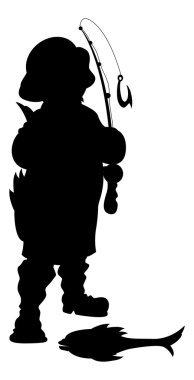 balıkçı siluet vektör çizim