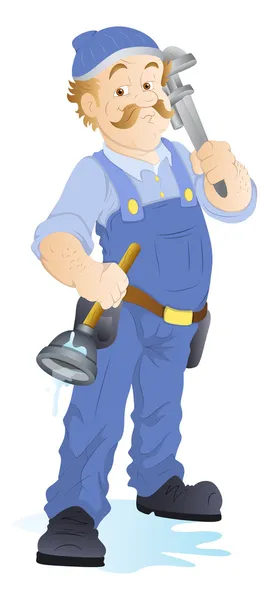 Plumber Vector Character — Stock Vector