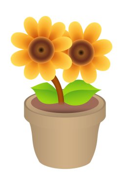 pot vektör çizim çiçek