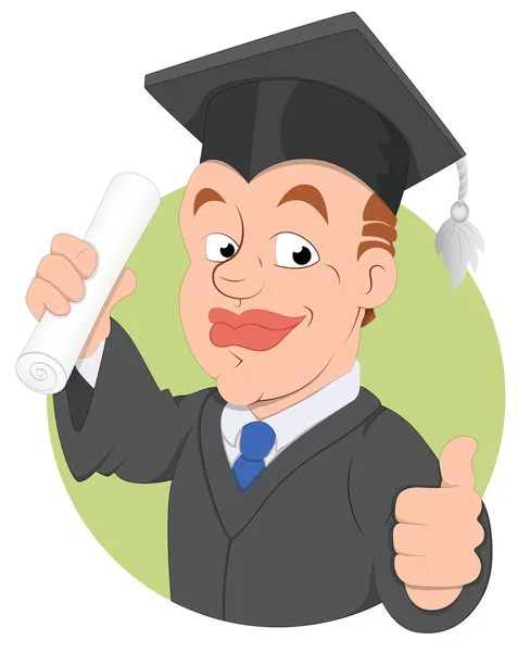 Día de la Graduación - Ilustración de Carácter Vector — Vector de stock