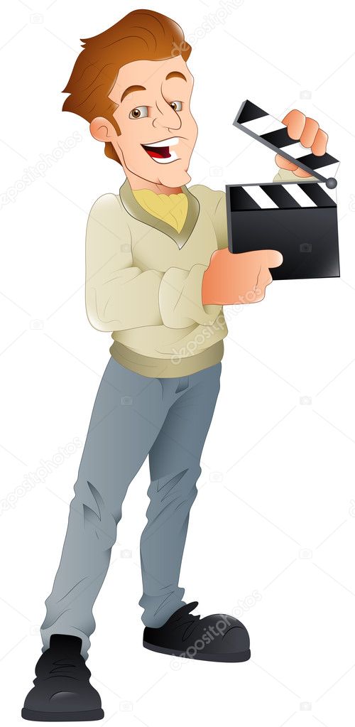 Movie Shooting - Vector Character Illustration