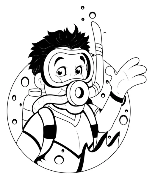 Cartoon scuba diver — Stock vektor