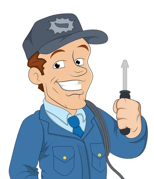 Cartoon Electrician — Stock Vector