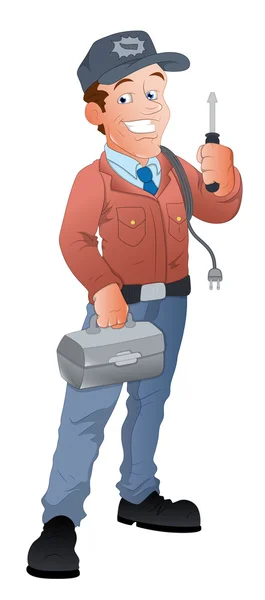 Cartoon Electrician Character — Stock Vector