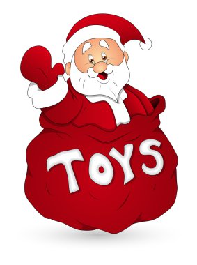 Santa oyuncak çantası - Noel vektör çizim