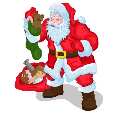 klasik Noel hediye ve oyuncaklar ile vektör çizimi