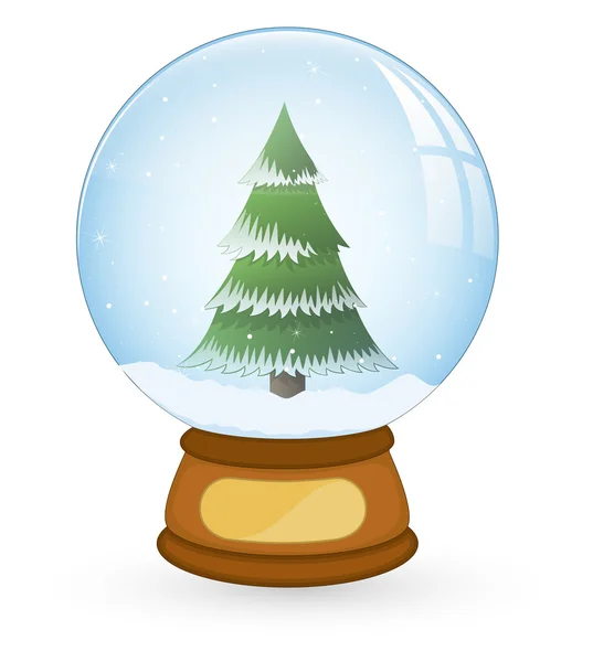 Árvore na bola de neve de Natal — Vetor de Stock