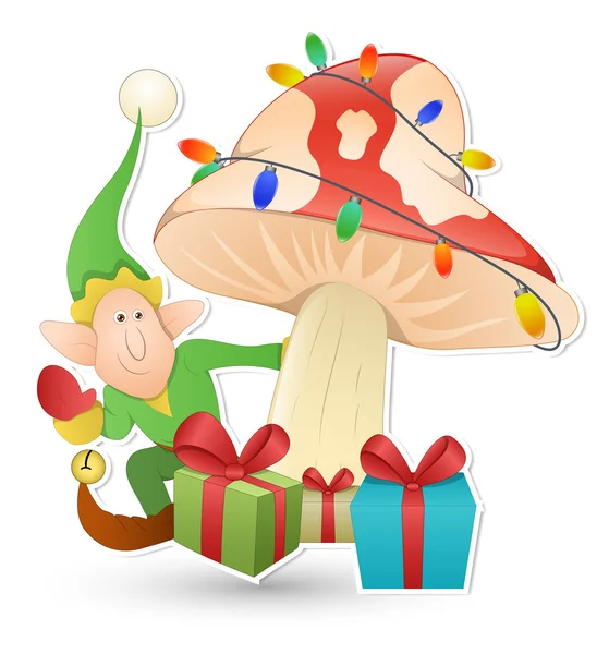 Cartoon schattig elf - kerst vectorillustratie — Stockvector